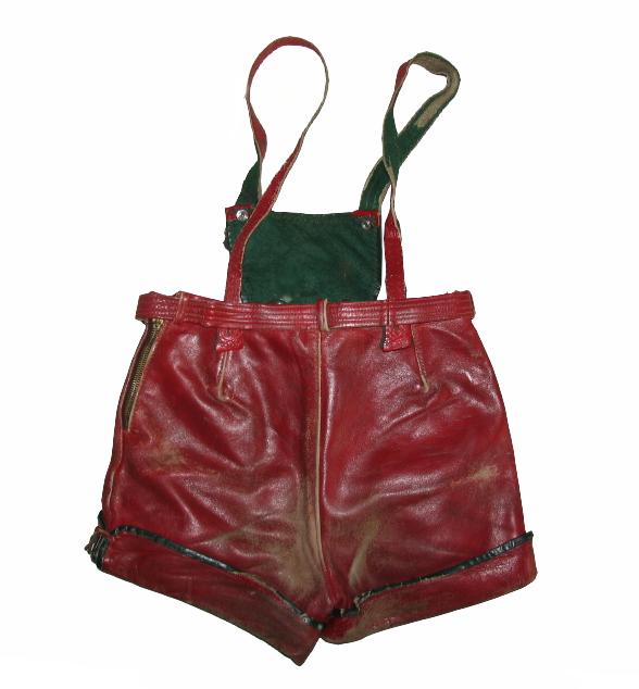 Almenrausch Trachten Lederhose Rot Mit Latz - Echte Trachtenbermuda In Größen 40-48